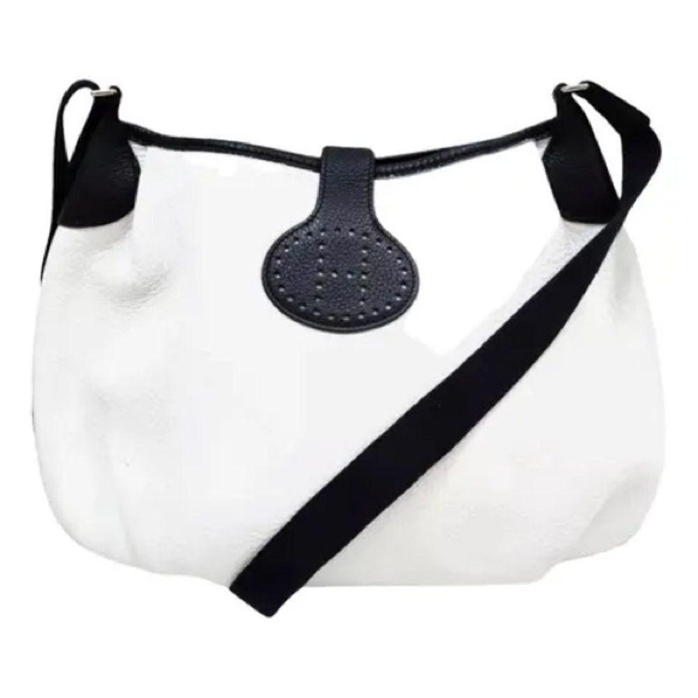 Gorgeous Hermes Rodeo II Bag in white Taurillon Clémence in like new condition!